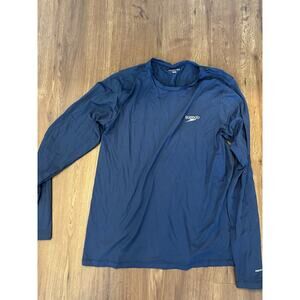 Speedo Men's Long Sleeve Rash Guard Swim Beach Shirt Navy Medium
